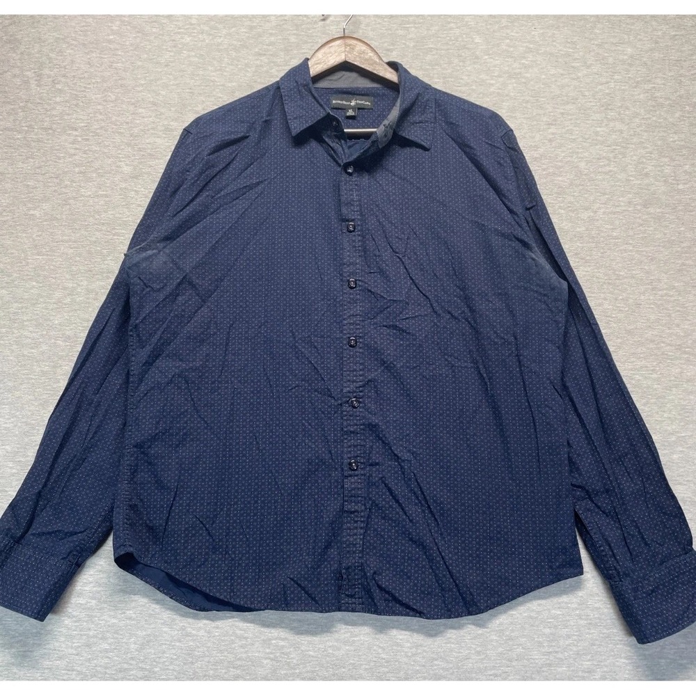Beverly Hills Polo Club Shirt Mens XL Navy Blue Geometric Dot Print Button Up